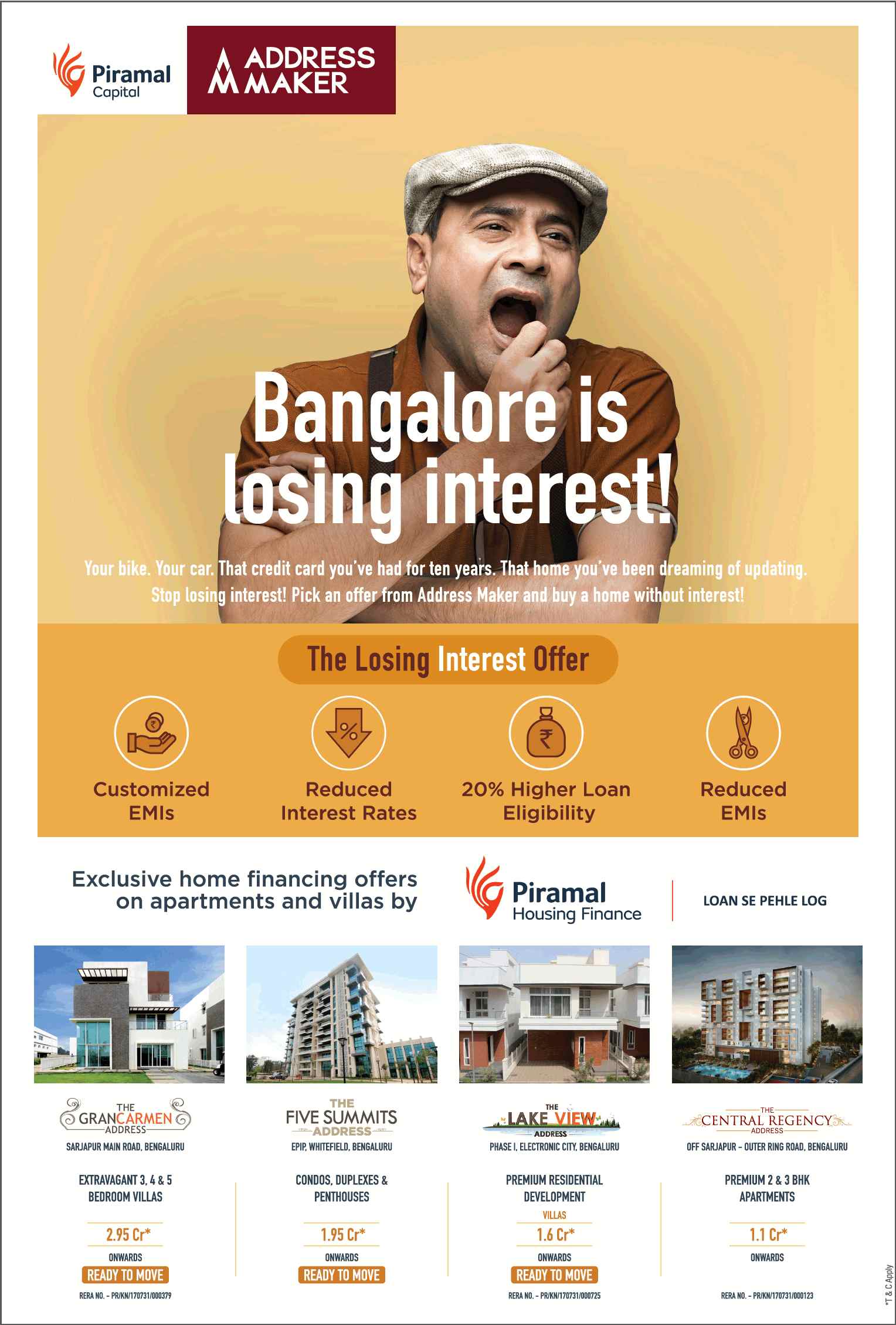 Avail the Losing Interest offer at The Address Makers Projects in Bangalore